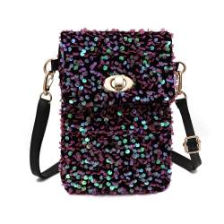 Ever Bloom kleine Damen Umhängetasche Party Handtasche mit Glitzer, Party Tasche Farbe:Schwarz Rosa von Ever Bloom