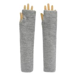 Ever Bloom lang Fingerlos Handschuhe Winter Armstulpen Strickhandschuhe Armwärmer Stulpen für Mädchen Frauen, Handschuhe arm 2023:Hellgrau von Ever Bloom