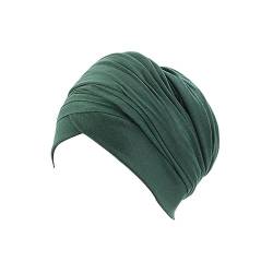 Ever Fairy Turban-Kopf-Wickelschal, afrikanische Damen, weich, lang, Schal, Haarschal, Boho-Stil, Stirnband, Krawatte, Dunkelgrün, 1 Count (Pack of 1) von Ever Fairy