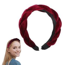 Frauen Samt Stirnband Geflochten Twist Stirnband Vintage Wide Hair Band Mode Haarzubehör Stirnband für Frauen und Mädchen von Ever Fairy