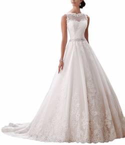 Ever Love Damen Abendkleider Elegant Abschlussballkleider Bandeau Kleid Hochzeitskleid mit Stickerei Brautkleid White34 von Ever Love