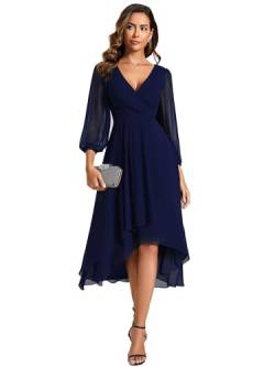 Damen Cocktailkleid V Ausschnitt Kurzes Cocktailkleid Ärmel A Linie Kleid Für Party Marineblau 56 von Ever-Pretty