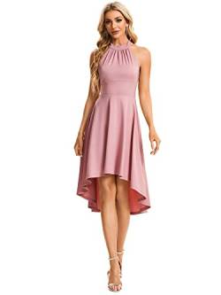 Ever-Pretty Damen Ballkleider Asymmetrisch Neckholder Ärmellos High Low Cocktailkleider Elegant Staubige Rose 40EU von Ever-Pretty