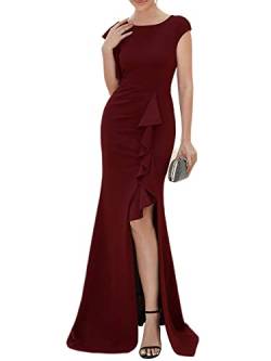 Ever-Pretty Damen Chic Ballkleid Wrap Taille Stretchy Hochzeitsgast Meerjungfrau Langes Abendkleid Burgundy XL von Ever-Pretty