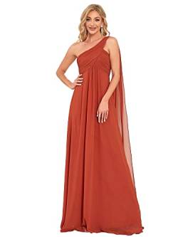 Ever-Pretty Damen Lange One Shoulder Chiffon Abendkleider Ballkleider Burnt orange 42EU von Ever-Pretty