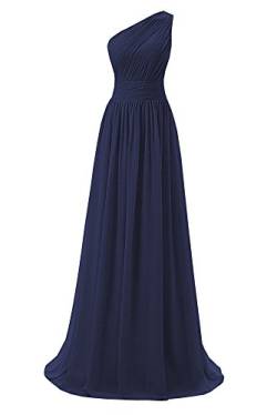 EverBeauties Damen Ballkleider Brautjungfern One Shoulder Chiffon Abendkleider Marine Blau 44 von EverBeauties