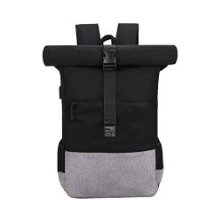 EverVanz Laptop-Rucksack, Damen & Herren Roll Top Wasserdichter Wanderrucksack, Leichtgewichtiger Freizeit-Rucksack, Stilvolle Schultasche mit USB-Ladebuchse von EverVanz