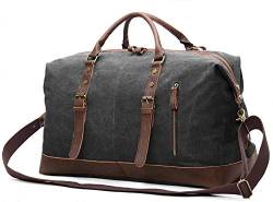 EverVanz Übergroßer Reisetaschen, Wochenend Tasche, Seesack, Vintage Handtasche, Segeltuch Lederbesatz Unisex Schultertasche von EverVanz