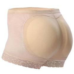 Everbellus Damen Padded Höschen Seamless Pushup Unterwäsche Briefs Beige Large von Everbellus