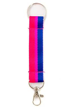 Everflag Regenbogen Schlüsselband Bi-Pride mit Karabinerhaken und Ring 11cm lang von Everflag