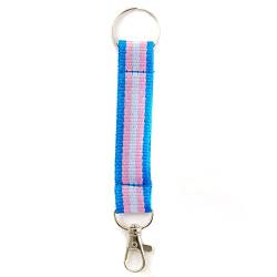 Everflag Regenbogen Schlüsselband Transgender mit Karabinerhaken und Ring 11cm lang von Everflag