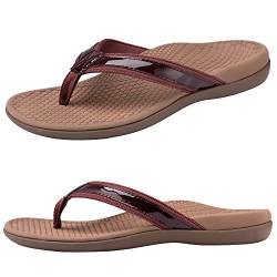 Everhealth Damen Zehentrenner Orthopädische Sandalen mit Bogenunterstützung für Reduziert die Stress an Füßen, Gelenke und Rücken, Walking Flip Flop Stützende Strand Hausschuhe Sandale,Kirsche 38 von Everhealth