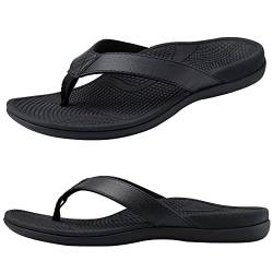 Everhealth Damen Zehentrenner Walking Flip Flops Orthopädische Sandalen mit Bogenunterstützung für Plantarfasziitis Plattfüßen Linderung von Fersenschmerzen, Stützende Strand Hausschuhe Sandale von Everhealth