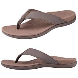 Everhealth Herren Zehentrenner Orthopädische Sandalen mit Bogenunterstützung für Reduziert die Stress an Füßen,Gelenke und Rücken,Walking Flip Flop Stützende Strand Hausschuhe Sandale,Braun 41 von Everhealth