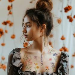 Everjoy Aquarell-Wildblumen, kleine temporäre Tattoo-Aufkleber – wasserfeste kleine Blumen-Fake-Tattoos für Frauen und Mädchen von Everjoy