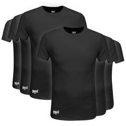 Everlast 6er-Pack Herren-Unterhemden mit Rundhalsausschnitt, atmungsaktiv, ohne Etikett, Herren-T-Shirt – T-Shirts für Herren, Schwarz, L von Everlast