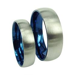 Everstone Titan Ringe Eheringe Titan Ringe zwei Töne Blau und Silber UK size H-Z7 von Everstone