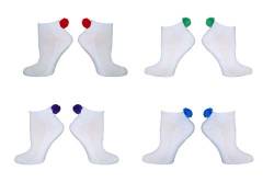 Damen Socken mit Bommel, niedriger Schnitt, für Schuhgröße 37-43, Multi, 4 Paar, Einheitsgröße von Everything Legwear