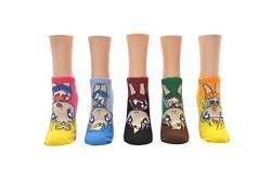 Everything Legwear Sailor Moon Characters Lowcut Socken (5 Paar) – Damenschuhgröße 37-45, Mehrfarbig/Meereswellen (Ocean Tides), 36.5-43 EU von Everything Legwear