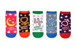 Sailor Moon Socken Cosplay (5 Paar) - (Damen) Sailor Moon Astronomische Symbole Low Cut Socken - Passend für Schuhgröße: 37-44 (Damen), Mehrfarbig, 36.5-43 EU von Everything Legwear