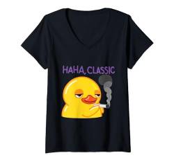 Damen Haha Klassisches Enten-Meme T-Shirt mit V-Ausschnitt von Everything is Currency