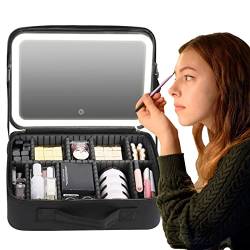 Reise-Make-up-Tasche, tragbarer, kompakter Kosmetik-Organizer für viele Zwecke, ideal zum Aufbewahren und Transportieren von Make-up, stilvolles und langlebiges Design, Schwarz , L von EviKoo
