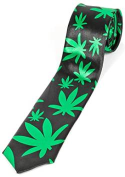 Evil Wear Motto-Krawatte Designer Hanf-Schlips Schwarz Grün Cannabis Motiv von Evil Wear