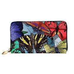 Evius Design Name Geldbörse - Damen Geldbörse Mode Gedruckt Lange Brieftasche - Tragbare Stilvolle Geldtasche, Handgezeichneter farbiger Schmetterling, Einheitsgröße von Evius