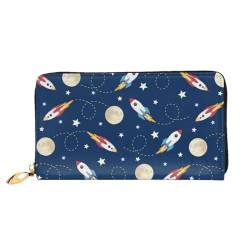 Evius Design Name Geldbörse - Damen Geldbörse Mode Gedruckt Lange Brieftasche - Tragbare Stilvolle Geldtasche, Rakete im Weltraum, Einheitsgröße von Evius