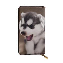 Evius Pomeranians Cartoon Blumen Geldbörse Herren Geldbörsen Personalisierte Geldbörse für Männer Leder Billfold Herren Geldbörsen mit Münzfach Reißverschluss Geldtasche für Männer Ideal zum Tragen von Evius