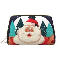 Kleine Kosmetiktasche aus Leder mit fließendem Muster, niedliche Reise-Make-up-Tasche, Make-up-Tasche, tragbare Kosmetiktasche, Reise-Kosmetiktasche für Damen und Mädchen, weihnachtsmotiv, von Evius