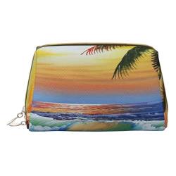 Kosmetiktasche mit Sonnenuntergang und Kokosnussbäumen am Strand, niedliche Reise-Make-up-Tasche, kleine Make-up-Tasche, Kulturbeutel, tragbare Kosmetiktasche, Reise-Kosmetiktasche, von Evius