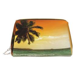 Kosmetiktasche mit Sonnenuntergang und Kokosnussbäumen am Strand, niedliche Reise-Make-up-Tasche, kleine Make-up-Tasche, Kulturbeutel, tragbare Kosmetiktasche, Reise-Kosmetiktasche, von Evius