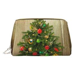 Niedliche Reise-Make-up-Tasche, kleine Make-up-Tasche, Kulturbeutel, tragbare Kosmetiktasche, Reise-Kosmetiktasche, Leder-Kosmetiktasche für Damen und Mädchen, Weihnachtsbaumschmuck, Rot, von Evius