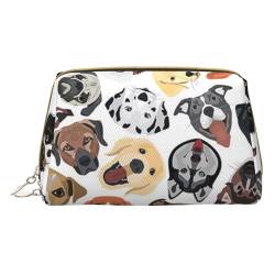 Niedliche Reise-Make-up-Tasche, kleine Make-up-Tasche, Kulturbeutel, tragbare Kosmetiktasche, Reise-Kosmetiktasche, Leder-Kosmetiktasche für Damen und Mädchen, hund, Einheitsgröße von Evius