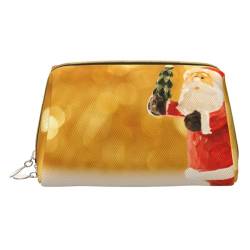 Niedliche Reise-Make-up-Tasche mit Aufschrift "Merry Christmas", kleine Make-up-Tasche, Kulturbeutel, tragbare Kosmetiktasche, Reise-Kosmetiktasche, Leder-Kosmetiktasche für Damen und Mädchen, von Evius