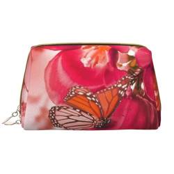 Pathway Kosmetiktasche aus Leder, niedliche Reise-Make-up-Tasche, Make-up-Tasche, tragbare Kosmetiktasche, Reise-Kosmetiktasche für Damen und Mädchen, Blumen-Schmetterling, Einheitsgröße von Evius