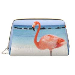 Sky Flamingo Kosmetiktasche aus Leder, niedliche Reise-Make-up-Tasche, Make-up-Tasche, tragbare Kosmetiktasche, Reise-Kosmetiktasche für Damen und Mädchen, Sky Flamingo, Einheitsgröße von Evius