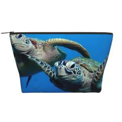 Tragbare Make-up-Tasche mit Vögeln, für den täglichen Gebrauch, Reise-Make-up-Tasche mit Reißverschluss, niedliche Schreibwaren-Tasche, 15 cm x 7 cm x 12 cm, Zwei U-Boot-Schildkröten unter dem Meer, von Evius