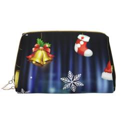 Winter-Kosmetiktasche aus Leder, niedliche Reise-Make-up-Tasche, Make-up-Tasche, tragbare Kosmetiktasche, Reise-Kosmetiktasche für Damen und Mädchen, Weihnachtssocken, Weihnachtsfeier, Einheitsgröße von Evius