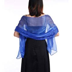 Edary Frauen einfarbig Seidenschal Abend leichtes feines weiches Halstuch Hijab Schals Wraps Stola (blau) von Evlry
