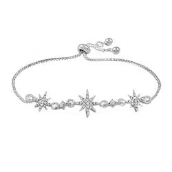 Edary Silber Zirkonia Armband North Star Friends Armbänder funkelnder Diamant verstellbare Handkette Schmuck Accessoires für Frauen und Mädchen von Evlry