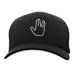 EvolveFISH ST Live Long and Prosper Vulcan Salute Embroidered Flexfit Adult Cool & Dry Sport Cap Hat - [Black][L/XL] von EvolveFISH