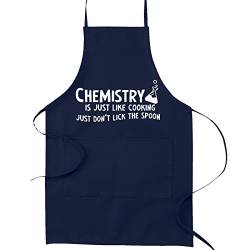 Küchenschürze "Chemistry is Just Like Cooking Don't Lick the Spoon", Marineblau von EvolveFISH