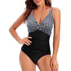 Evolyline Badeanzug Damen Bauchweg Sexy Triangel V Neck High Waist, Monokinis Shape Badeanzüge für Damen mit Bügel Stark Figurformender Badebekleidung Bademode Swimsuit für Raffung Strandmode von Evolyline