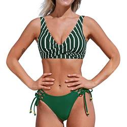 Evolyline Bikini Damen Set Bauchweg Push Up Sexy High Waist, Twist Front Bademode Damen V-Ausschnitt Cross Back Badeanzüge, Bikini-Sets für Damen Kordelzug Side Badeanzug Zweiteilige von Evolyline