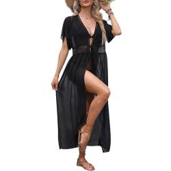 Evolyline Damen Sommer Bikini Cover up Badeanzug Maxi Strandkleid Damen Lang, Boho Kimono Lang Strand Cardigan, Leichte Strickjacke Beachwear Beach Maxi Dress von Evolyline