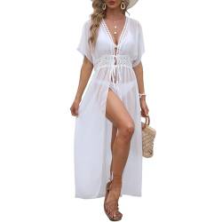 Evolyline Damen Sommer Bikini Cover up Badeanzug Maxi Strandkleid Damen Lang, Boho Kimono Lang Strand Cardigan, Leichte Strickjacke Beachwear Beach Maxi Dress von Evolyline