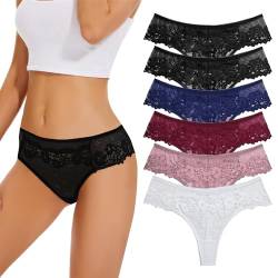 Evolyline Damen Spitze Strings Tangas Unterhosen Spitze Slips Damen String Unterwäsche Spitze Tanga Panties für Frauen Mehrpack von Evolyline