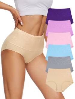 Evolyline Damen Unterhosen Baumwolle Unterwäsche Hohe Taille Slips Weich Atmungsaktiv Panties Hohe TaillenslipsBaumwoll Slips Unterwäsche für Frauen Mehrpack von Evolyline